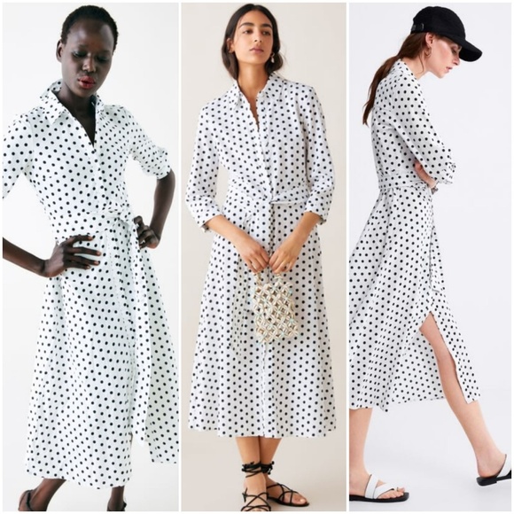 Zara polka dot linen blend dress bloggers fave - Picture 5 of 8